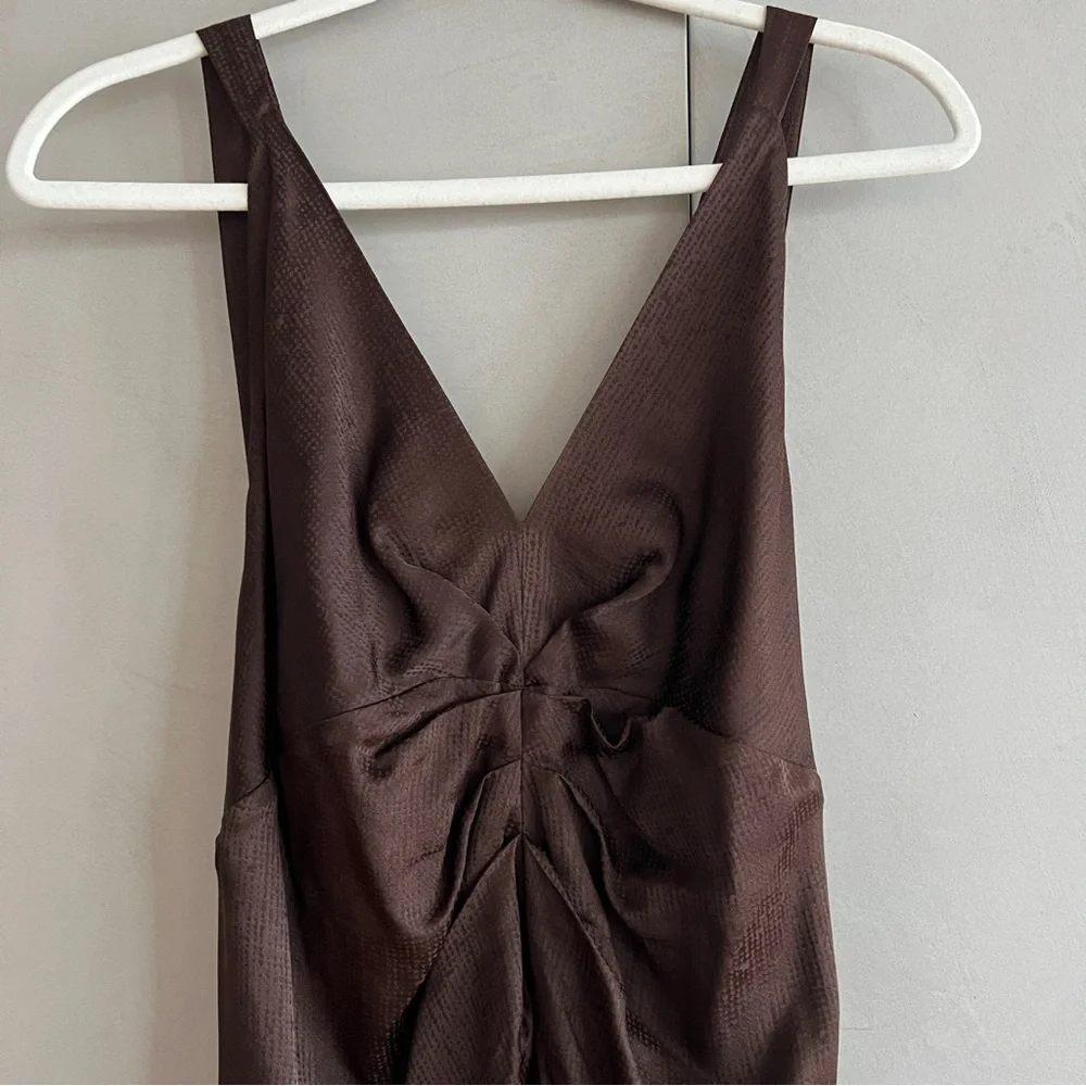 Scanlan Theodore Silk Dress in Chocolate Brown - Picture 4 of 9
